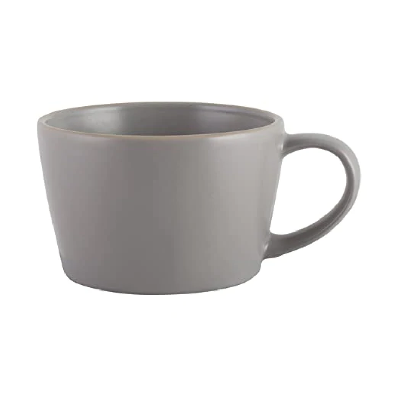 MIKASA Gourmet Basics - Coffee Cup and Saucer, Stoneware, Matte Gray