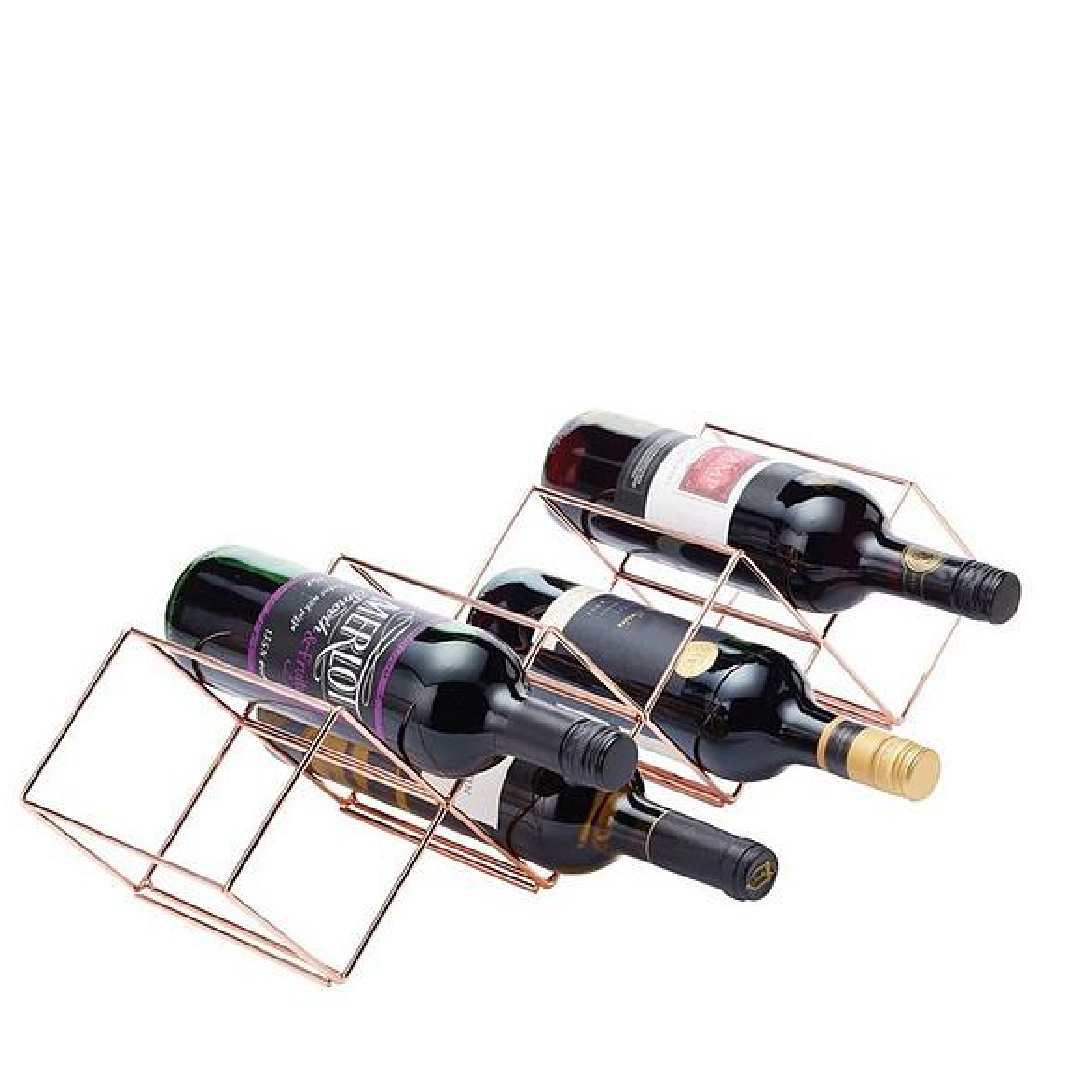 KitchenCraft Barcraft Rose Gold Finish Stackable Wine Rack