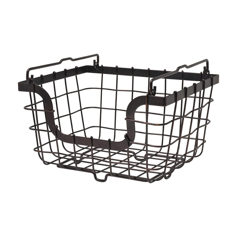 Gourmet Basics by Mikasa General Store Stacking/Nesting Metal Basket, Antique Black -