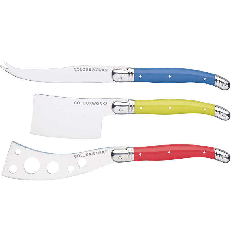 Colourworks CWCHEESE3PC KitchenCraft Stainless Steel Cheese Knives (Set of 3) - Multi-Colour