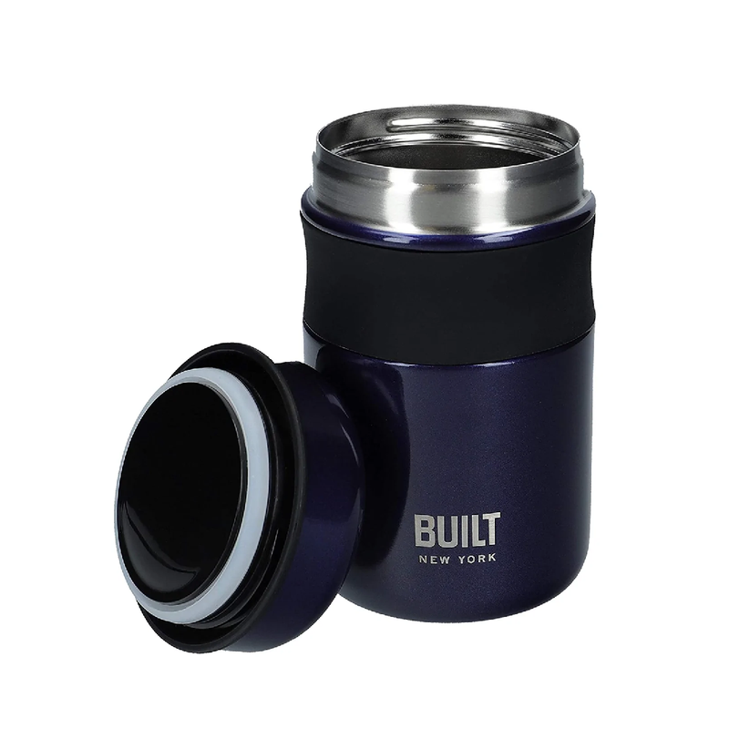 BUILT Double Wall Vacuum Insulated Flask for Hot and Cold Foods, 490 ml, Navy