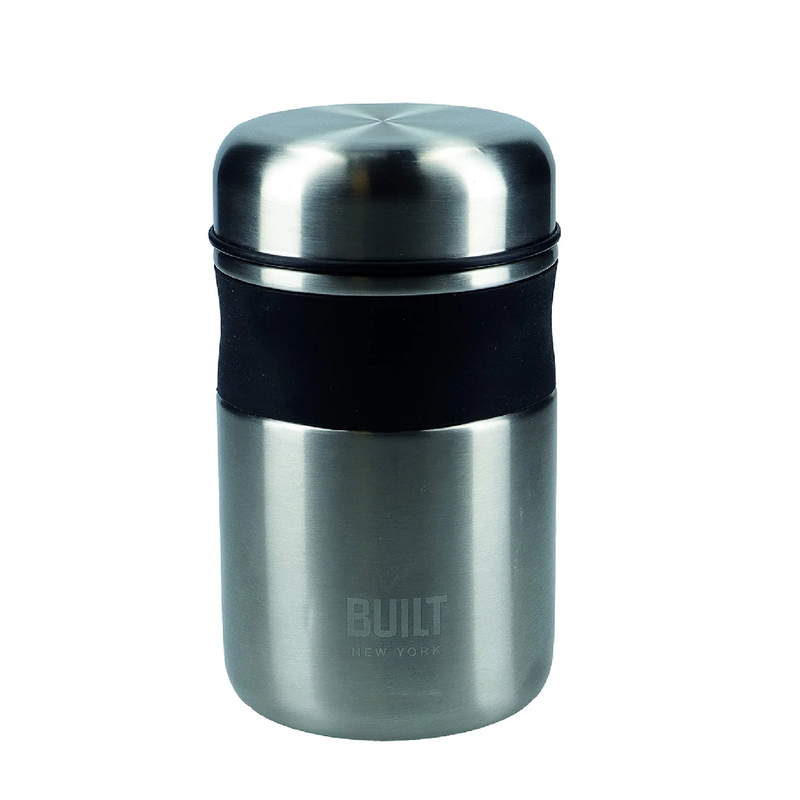 BUILT Double Wall Vacuum Insulated Flask for Hot and Cold Foods, 490 ml, Silver