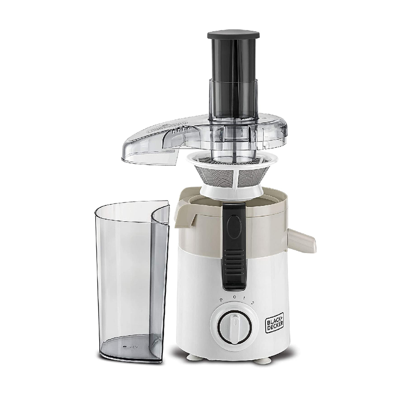 Black+Decker 250W Juicer Extractor with Large Feeding Chute, White/Grey