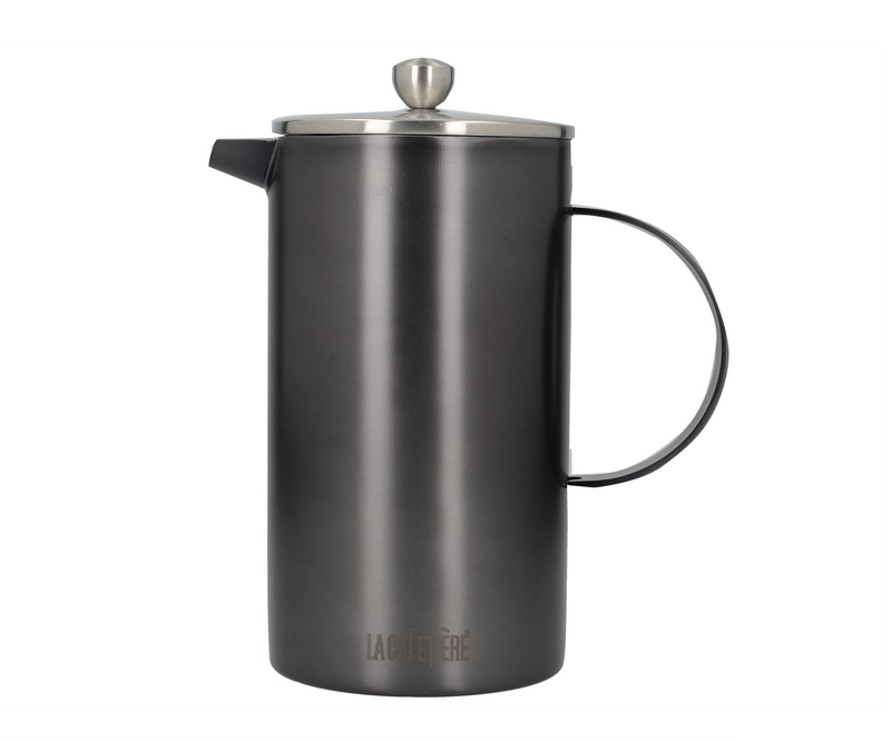 Brushed  La Cafetiere Edited Double Walled 8 Cup Cafetiere Gun Metal Grey