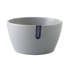 MIKASA Gourmet Basics Round Cereal Bowl, Ceramic, Gray,