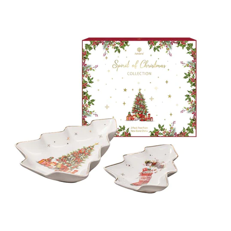 SPIRIT OF CHRISTMAS TREE SET OF 2 PLATTER