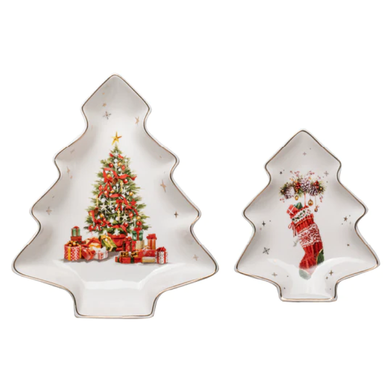 SPIRIT OF CHRISTMAS TREE SET OF 2 PLATTER