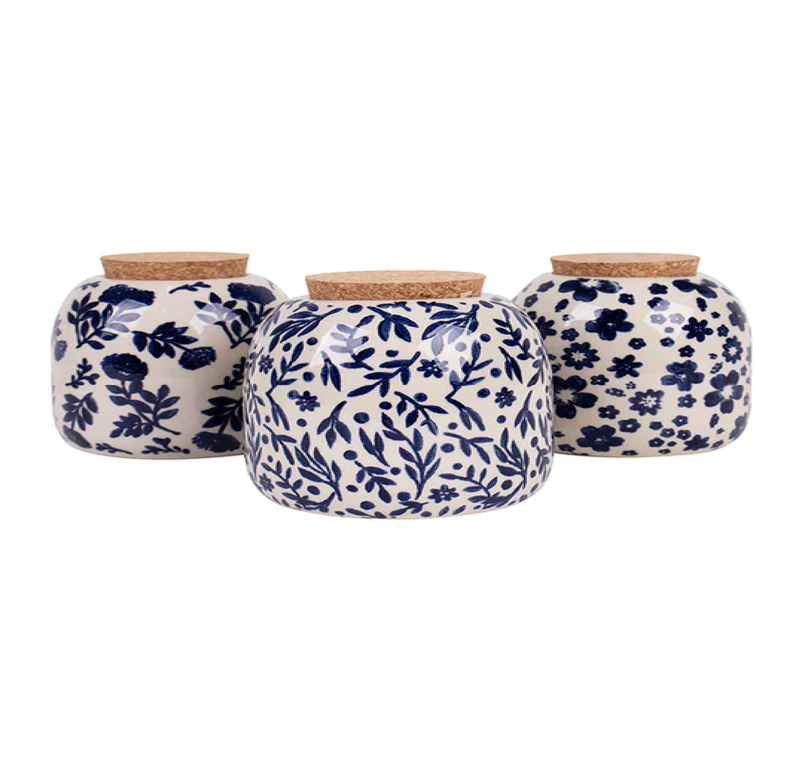 POSITANO ORBIT NAVY FLORAL ASSORTED CANISTER
