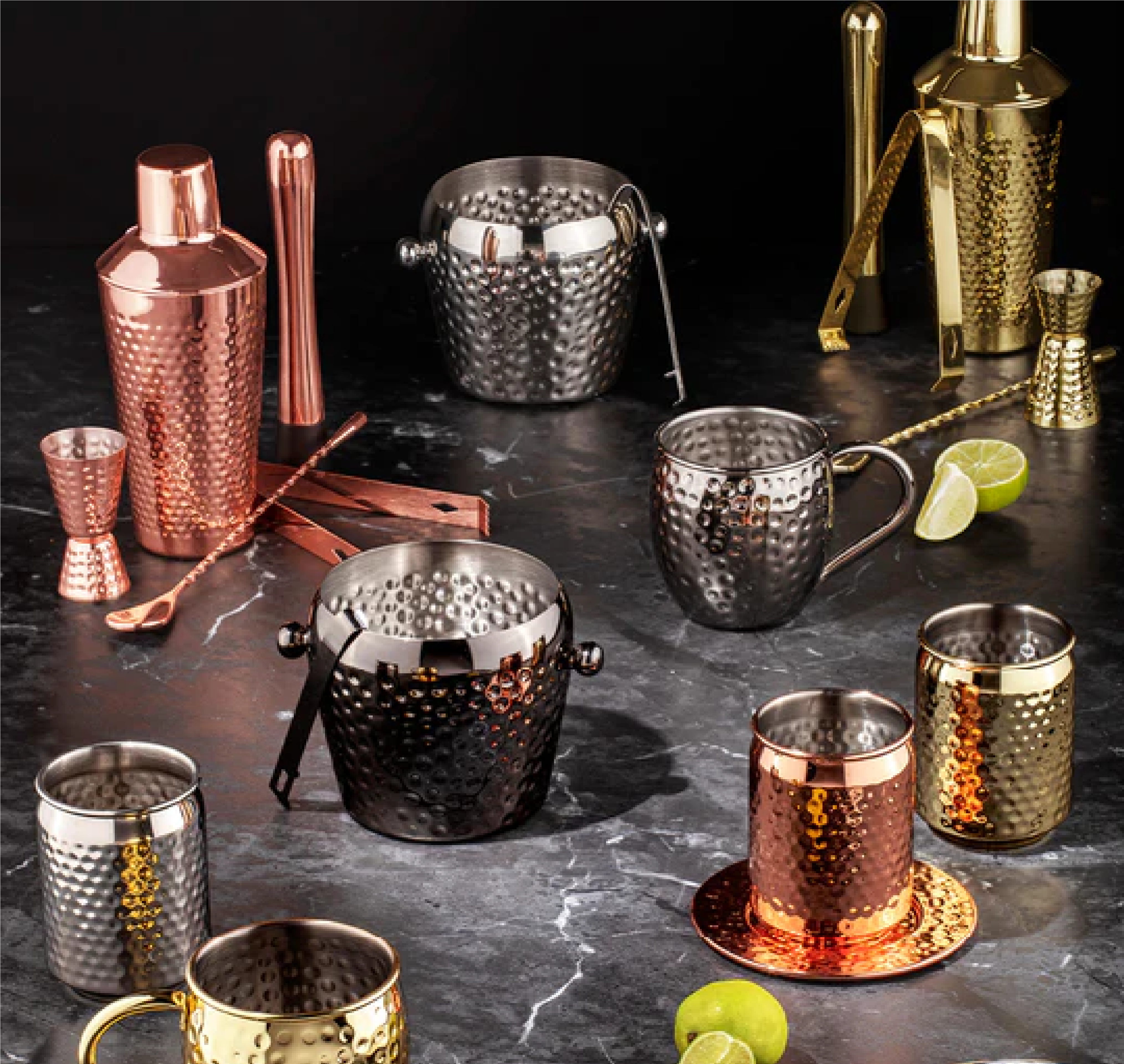 SPENCER HAMMERED GOLD ICE BUCKET